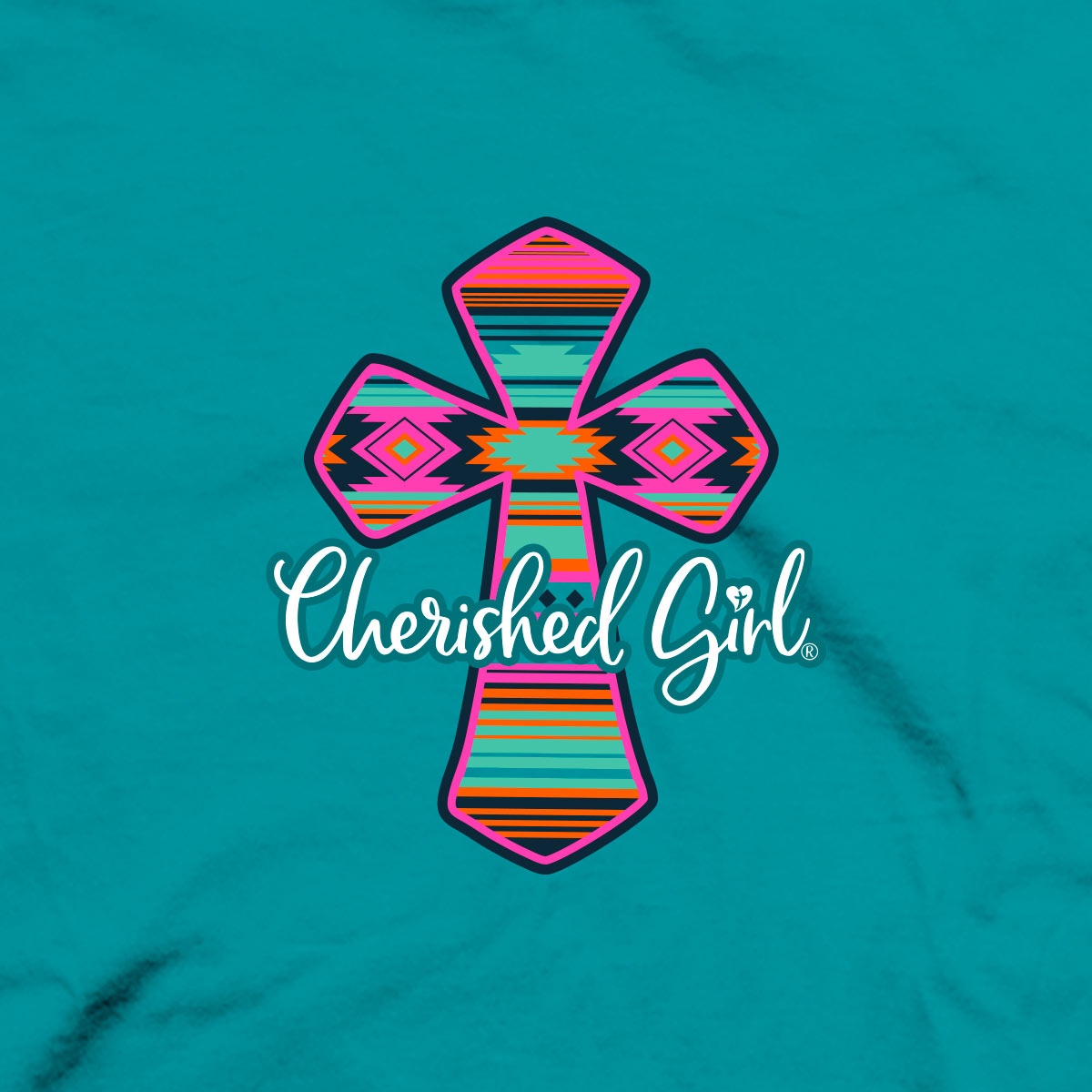 Cherished Girl Womens T-Shirt Serape Cross