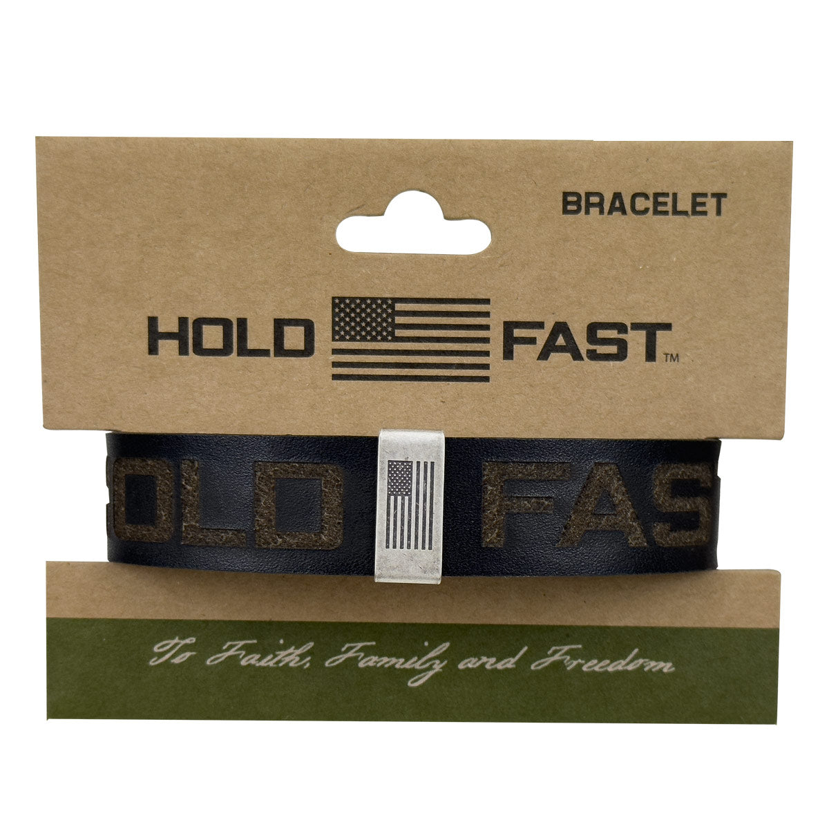 HOLD FAST Mens Bracelet Flag Snap Black