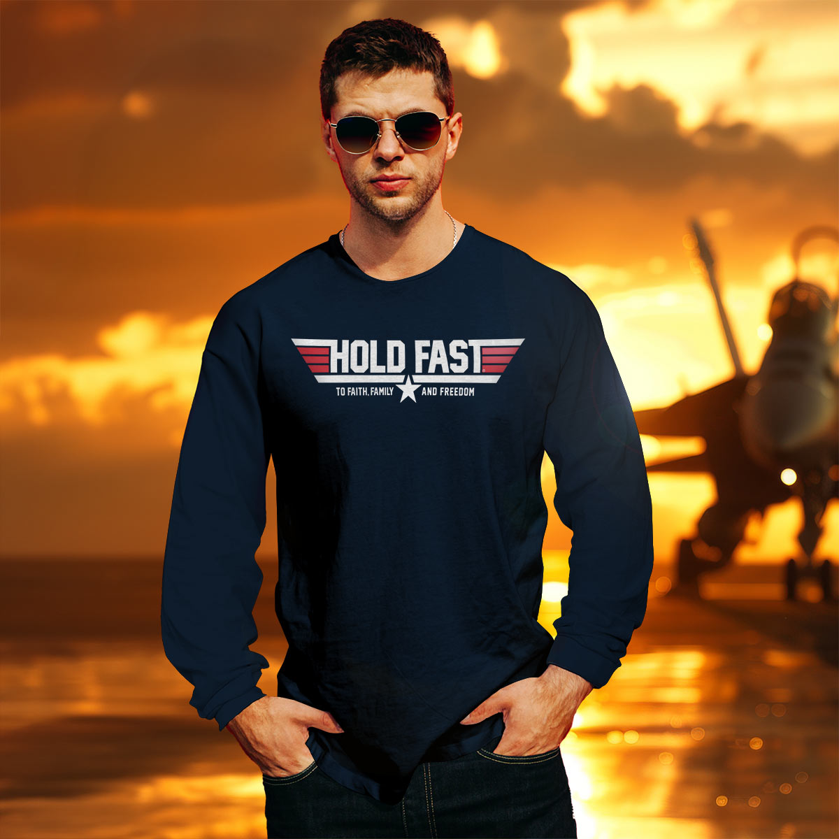 Hold Fast Mens Long Sleeve T-Shirt Soar On Wings