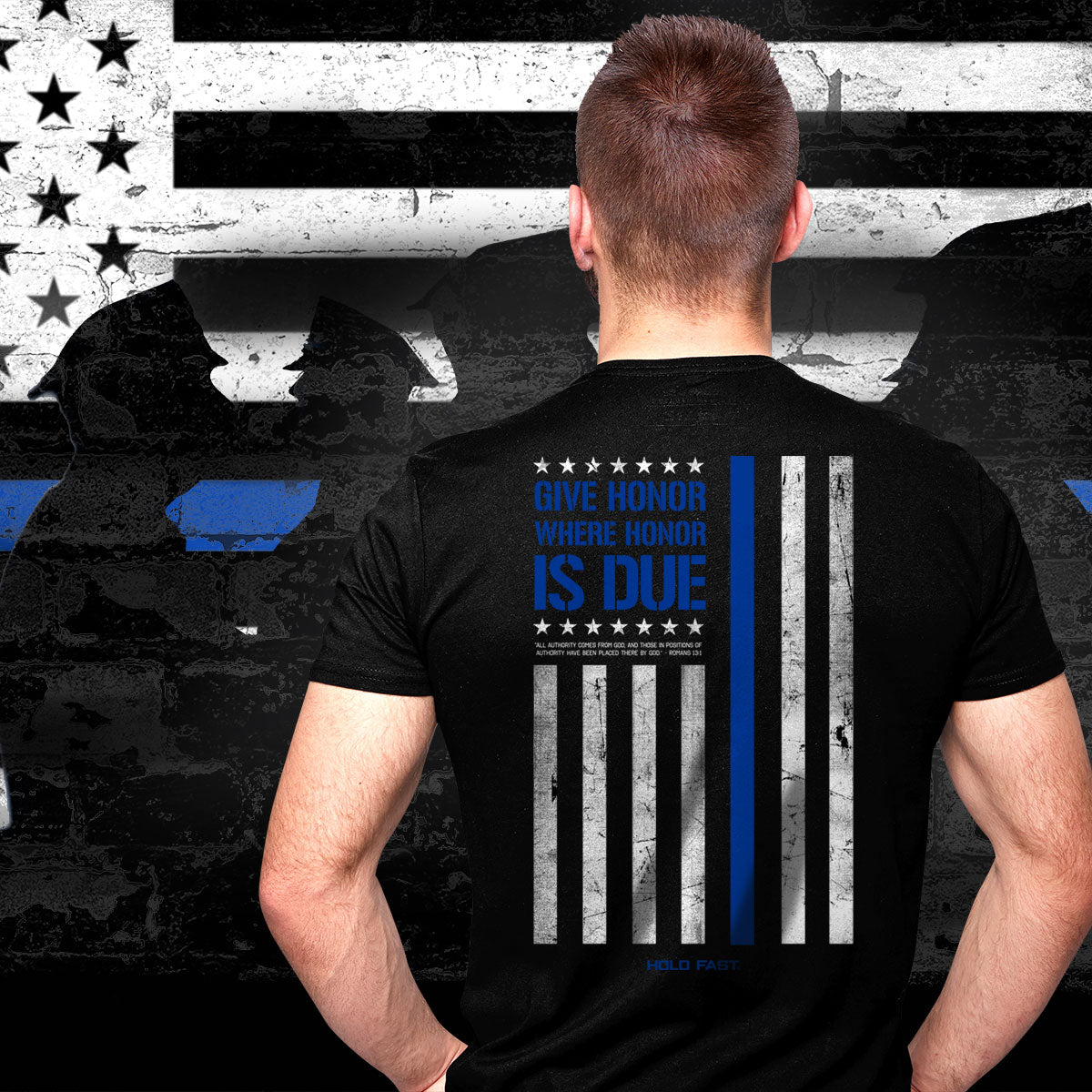 HOLD FAST Mens T-Shirt Police Flag