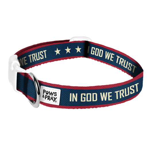 Paws & Pray In God We Trust Pet Collar